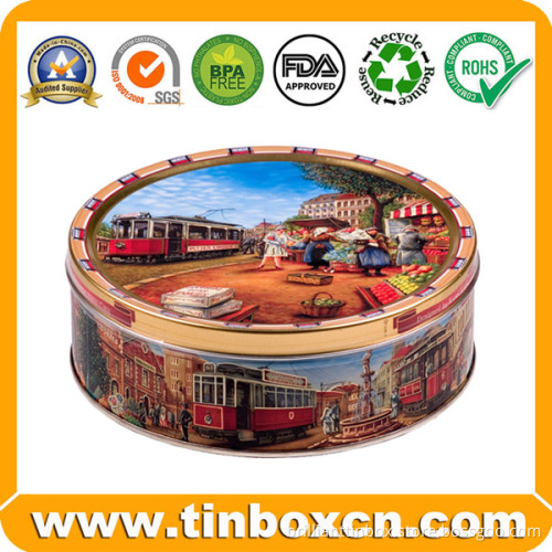 Custom Round Tin for Food Packaging Metal Gift Tin Box Cookie Tin Can